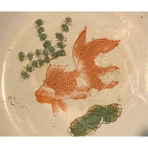 VintageMandarin Family Porcelain Fishbowl Planter Chinese Vase Hand Painted - Picture 8 of 12